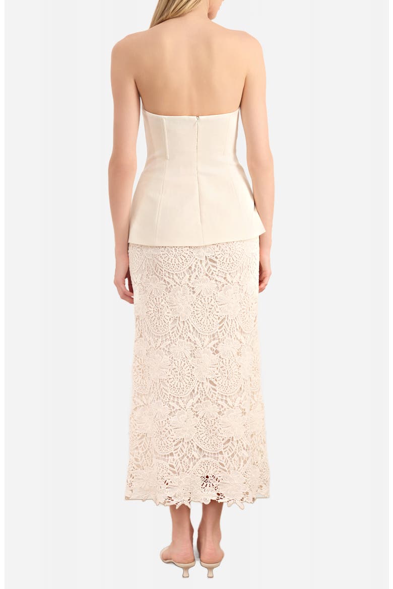 Imogene Strapless Mixed Media Dress, Alternate, color, MACADAMIA