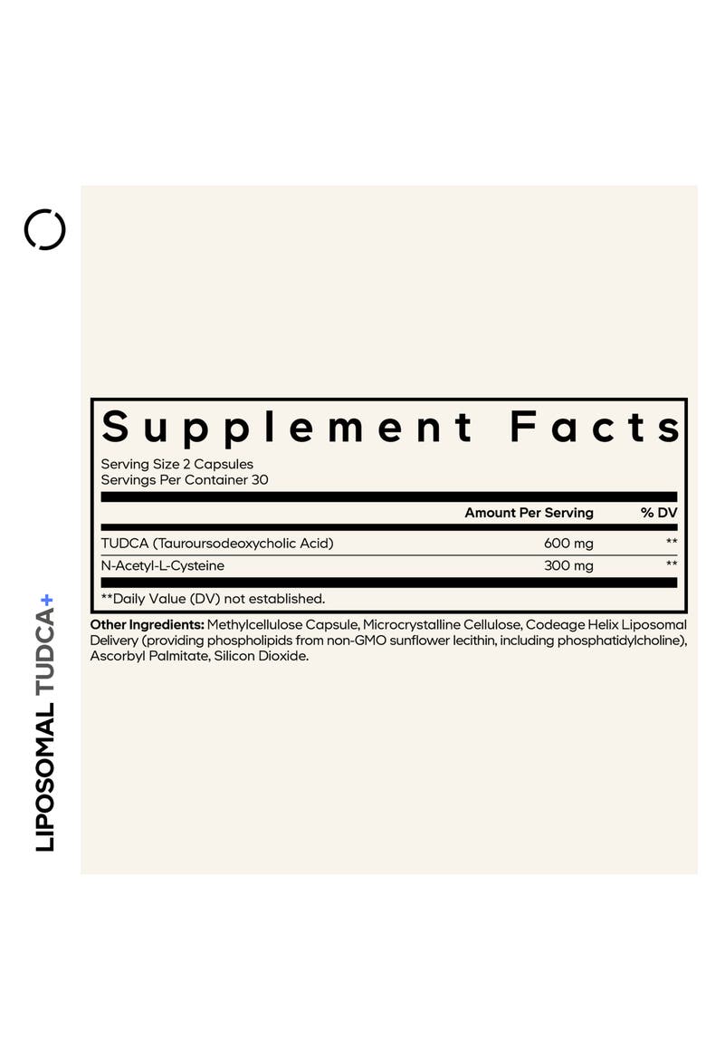 Liposomal TUDCA+ 600mg, NAC N-Acetyl-L-Cysteine, Liposomal Delivery,, Alternate, color, White