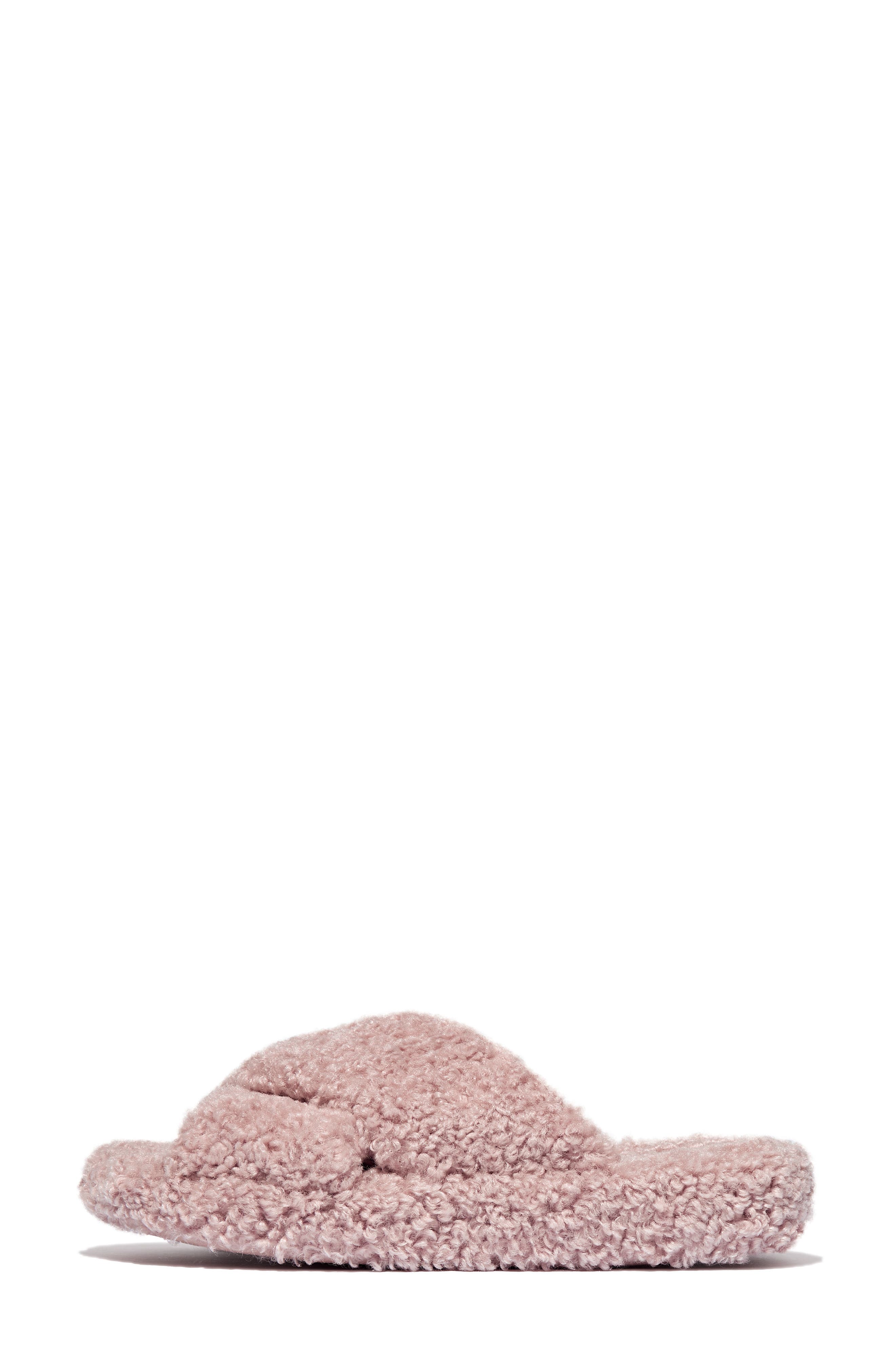 FitFlop iQushion High Pile Fleece Slipper, Alternate, color, Dusky Pink