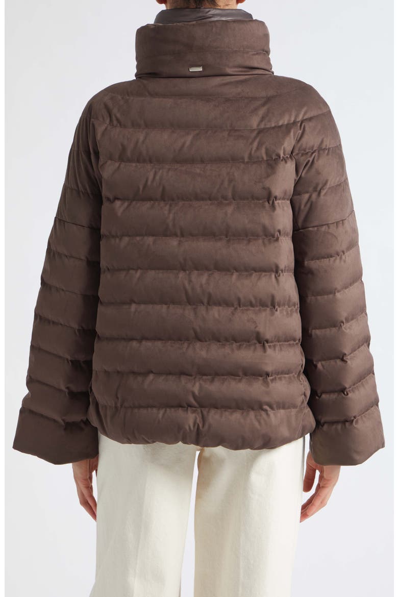 Faux Suede Quilted Down Puffer Jacket, Alternate, color, 8993 MARRONE SCURO
