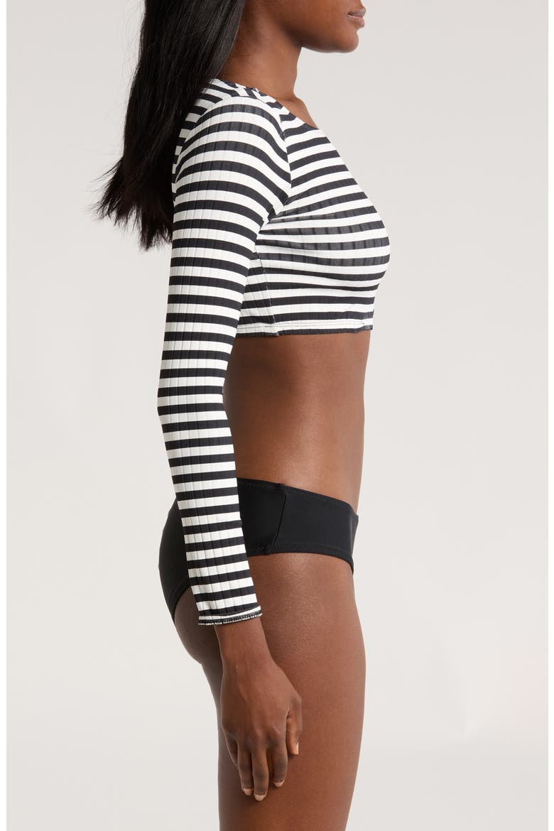 The Rashguard Swim Top, Alternate, color, BLACKOUT AND MARSHMALLOW STRIPES