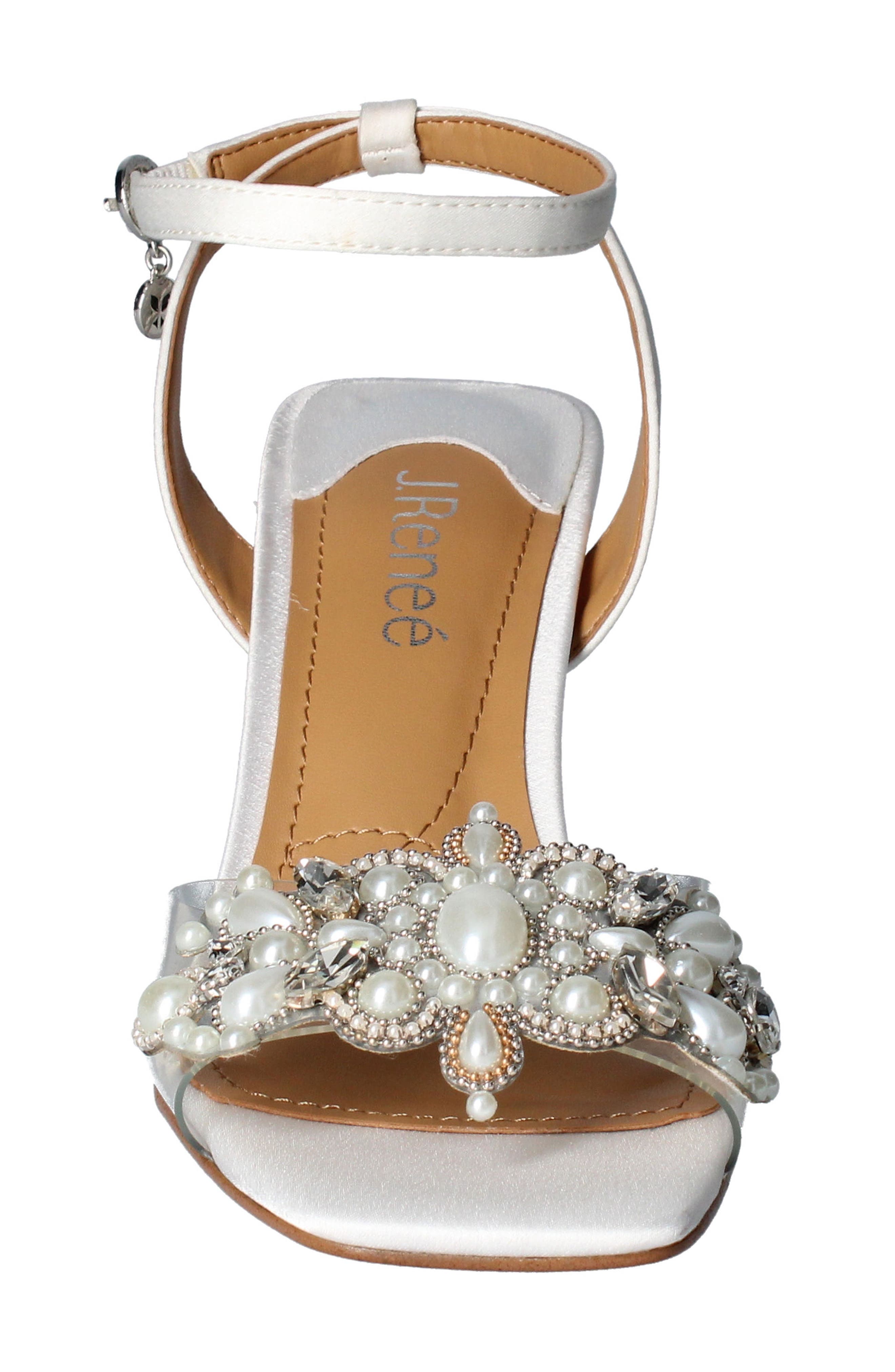 J.Renée Raelyn Embellished Ankle Strap Sandal, Alternate, color, CLEAR/ WHITE