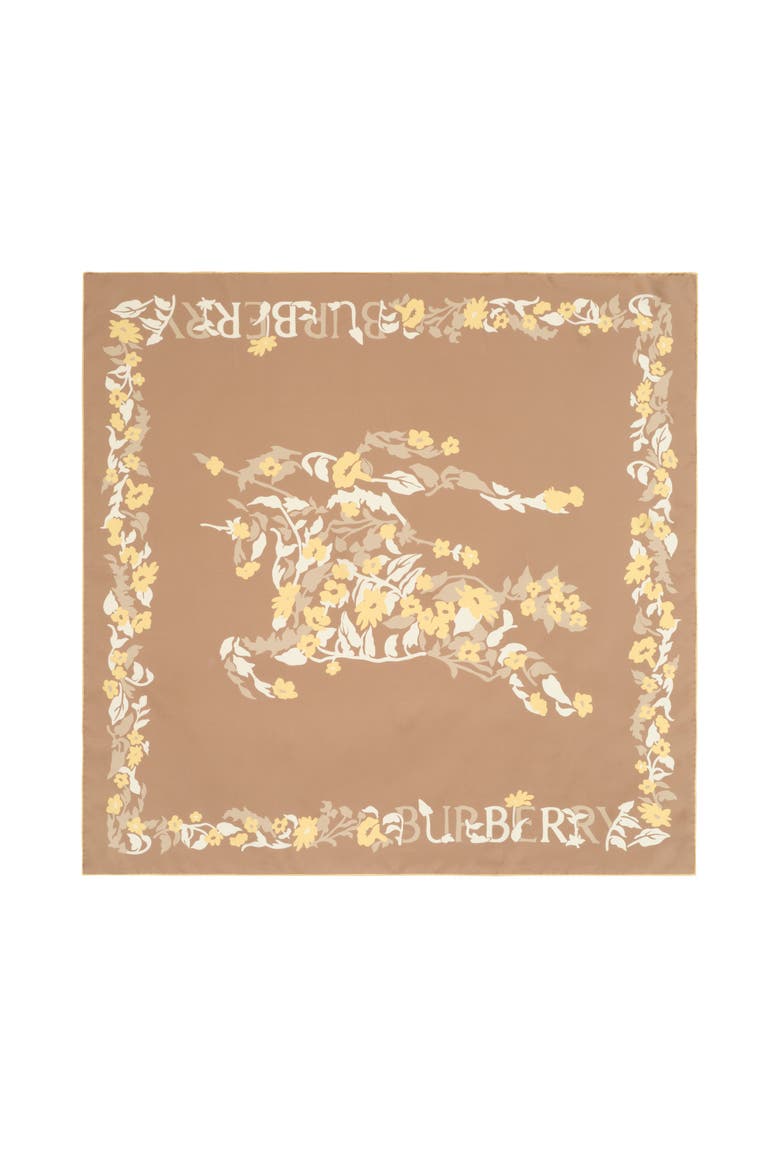 Floral Knight Silk Scarf, Main, color, Sand beige