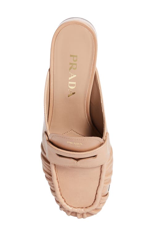 Prada Ruched Apron Toe Penny Loafer Mule In Pink
