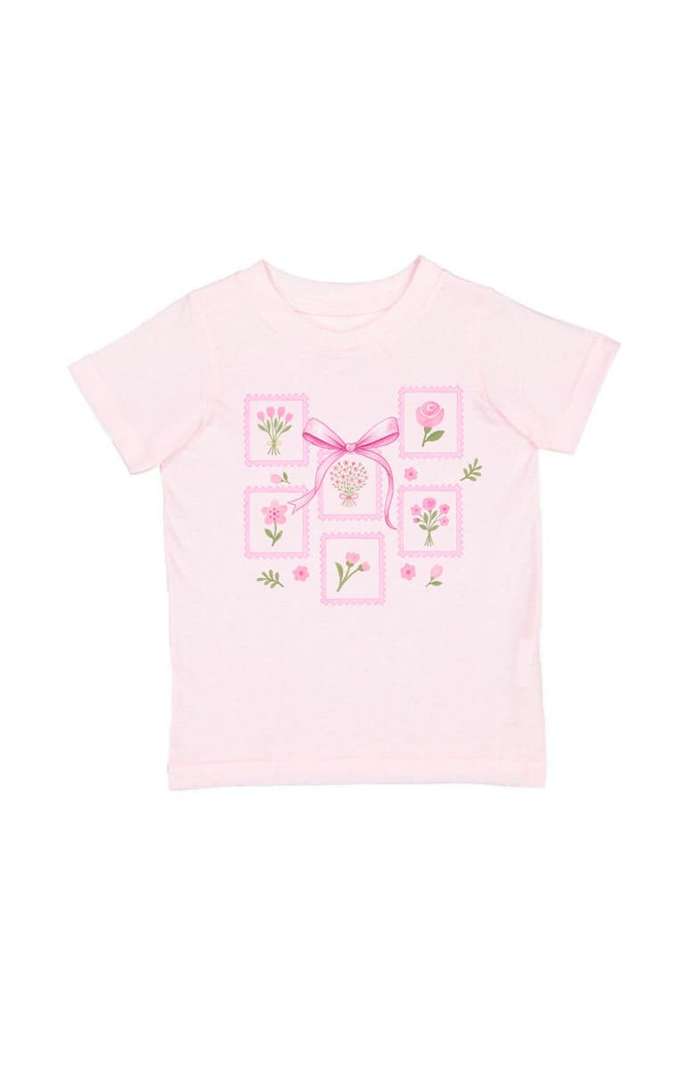 Sweet Wink Bouquet Bow Short Sleeve T-Shirt, Main, color, Ballet Pink