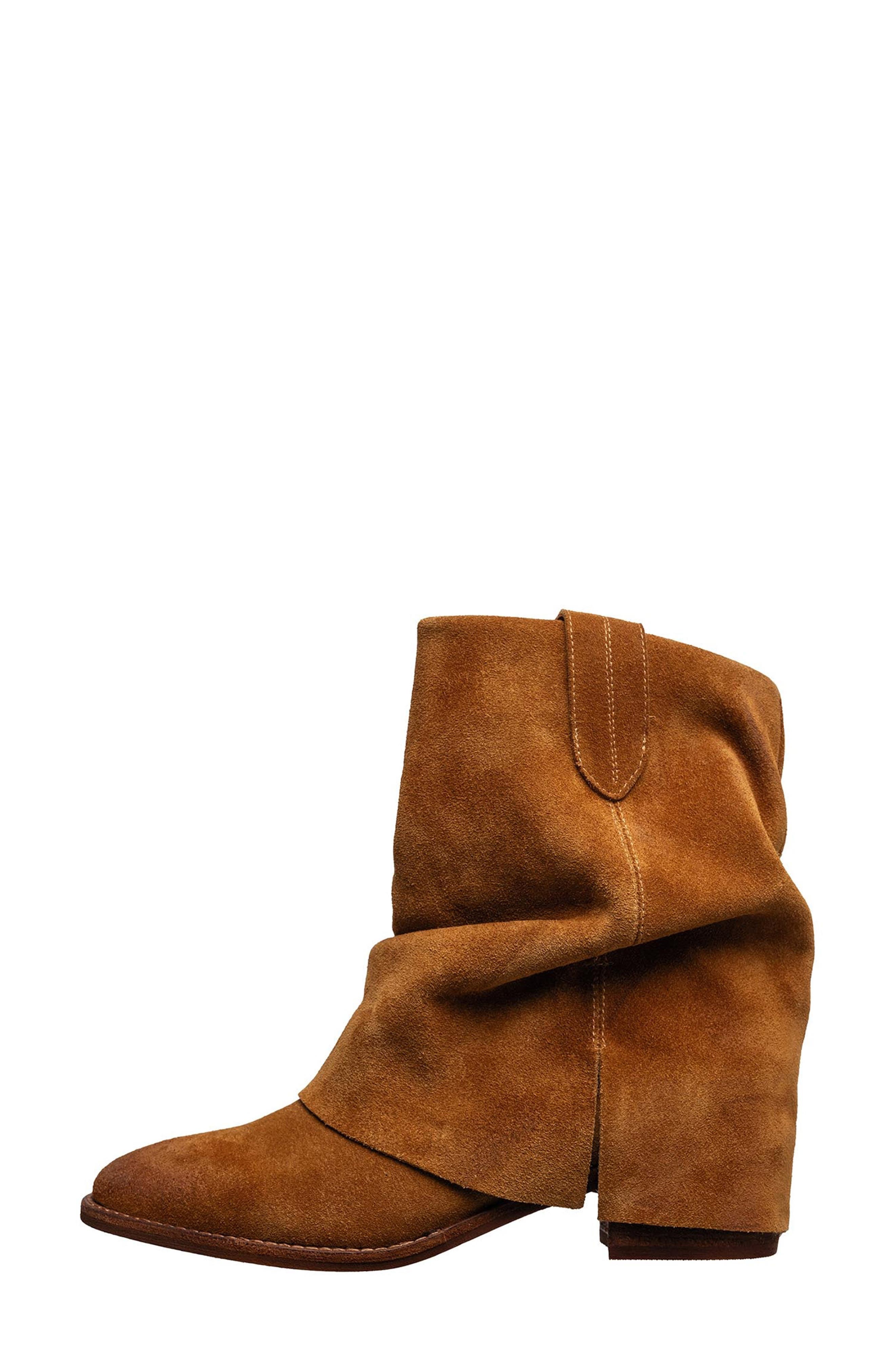 ANTELOPE Ona Ruched Foldover Bootie, Alternate, color, Cognac