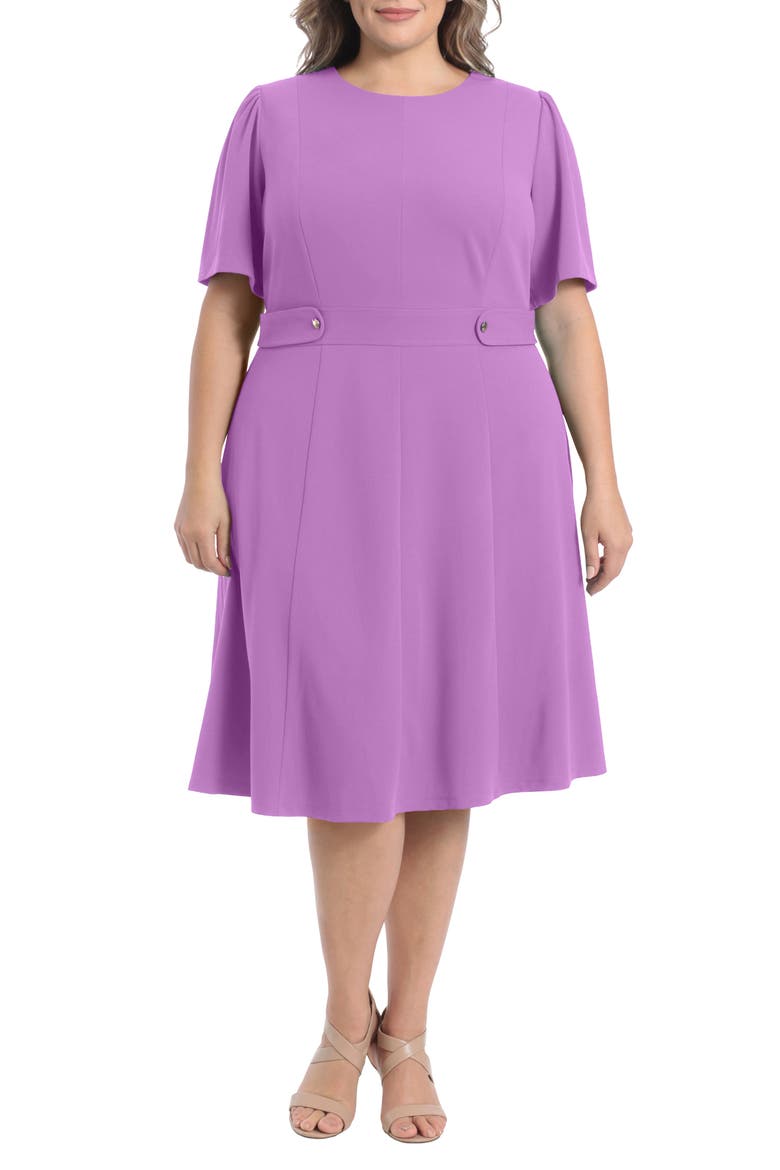 Short Sleeve Fit & Flare Midi Dress, Main, color, LILAC