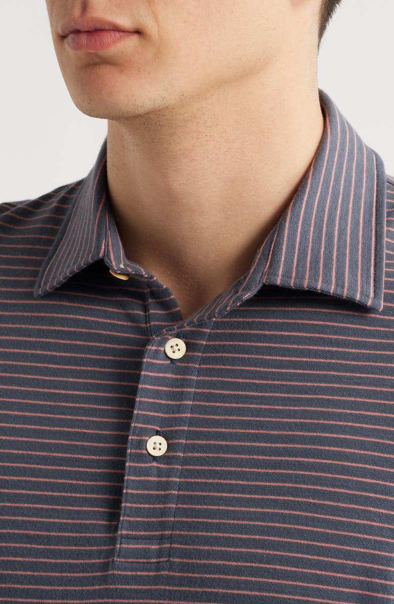 Faherty Retreat Stripe Short Sleeve Polo, Alternate, color, Navy Cherry Stripe