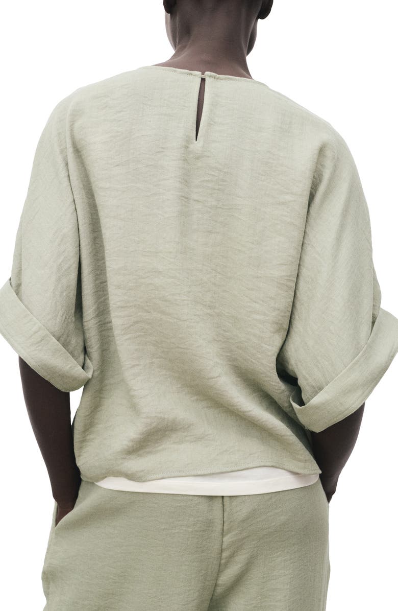 MANGO Oversize Cuffed Sleeve Top, Alternate, color, Aqua Green