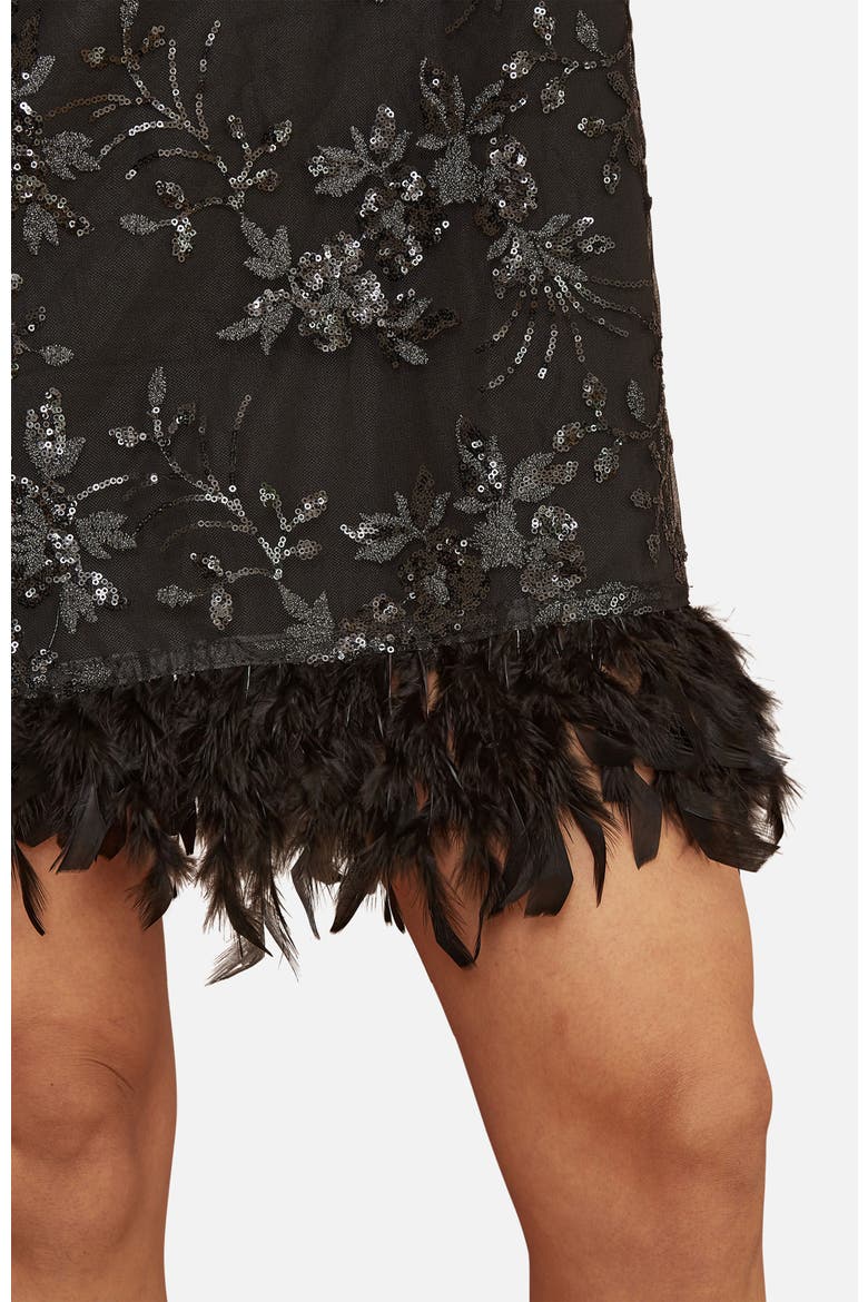 Sequin Embellished Floral Tunic Dress, Alternate, color, Black