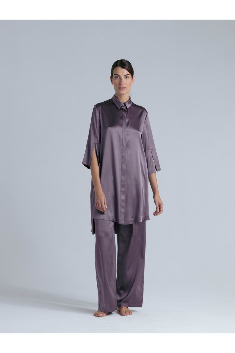 Silk Long Shirt Dress, Alternate, color, Noble Purple