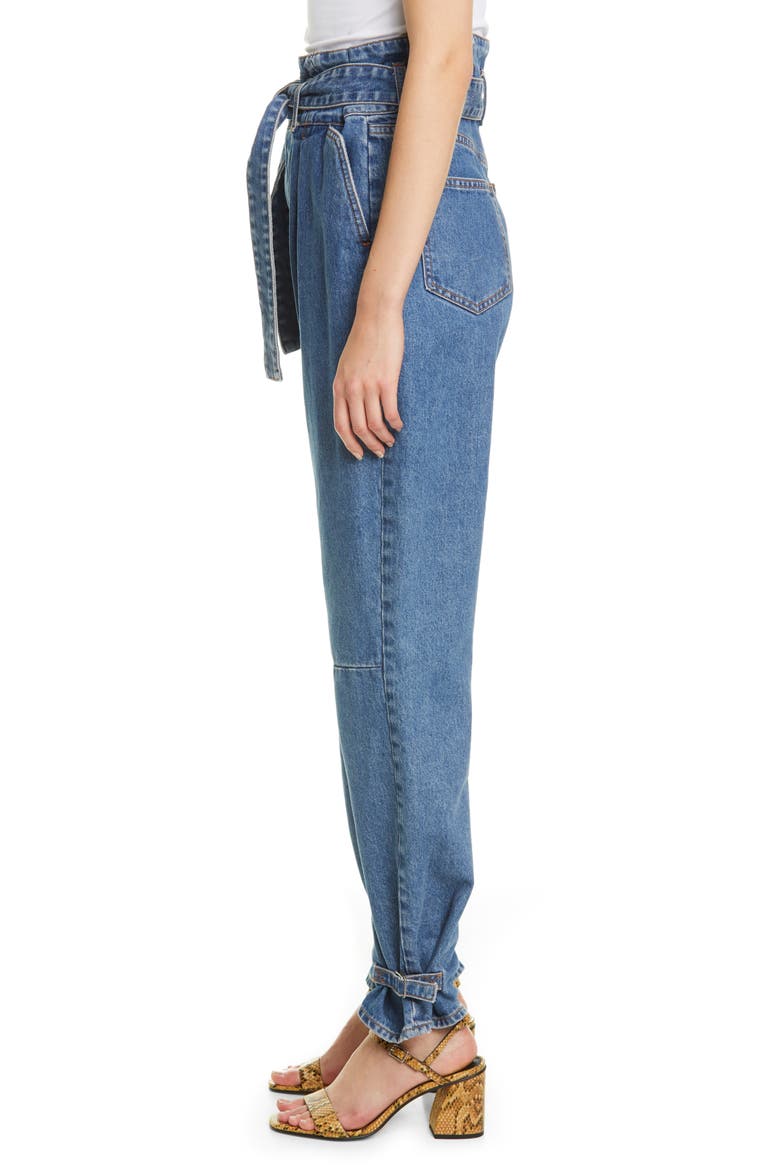 Addie Paperbag Waist Tapered Jeans, Alternate, color, BEACON