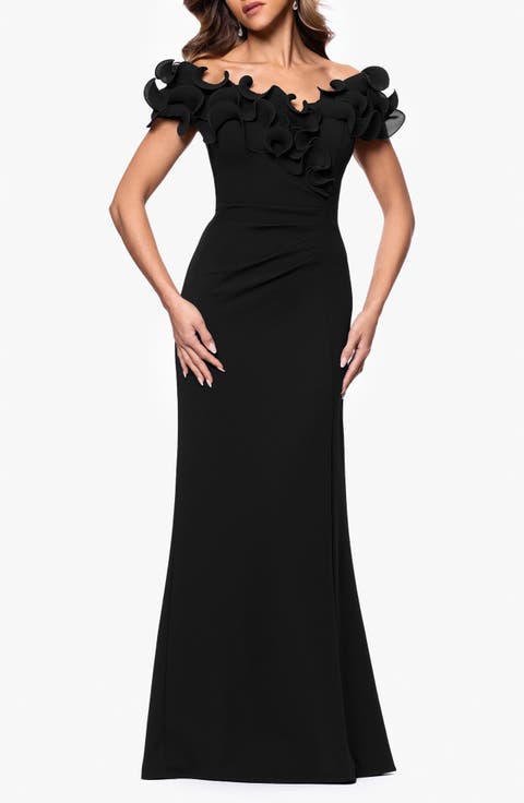Lace Detail Off the Shoulder Sheath Gown