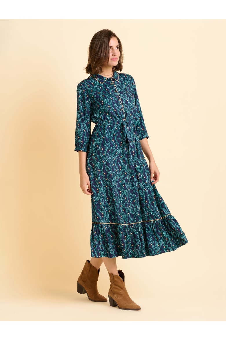 Skye 3/4 Sleeve Shirt Midi Dress, Alternate, color, Green
