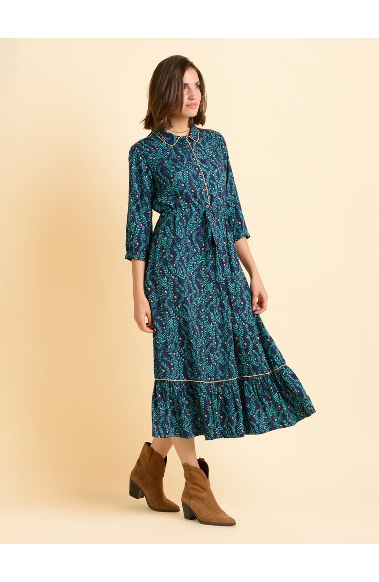 Brakeburn Skye 3/4 Sleeve Shirt Midi Dress, Alternate, color, Green