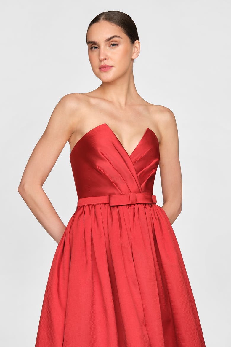 Lena Embroidered Mikado Gown, Alternate, color, CRIMSON BLOOM