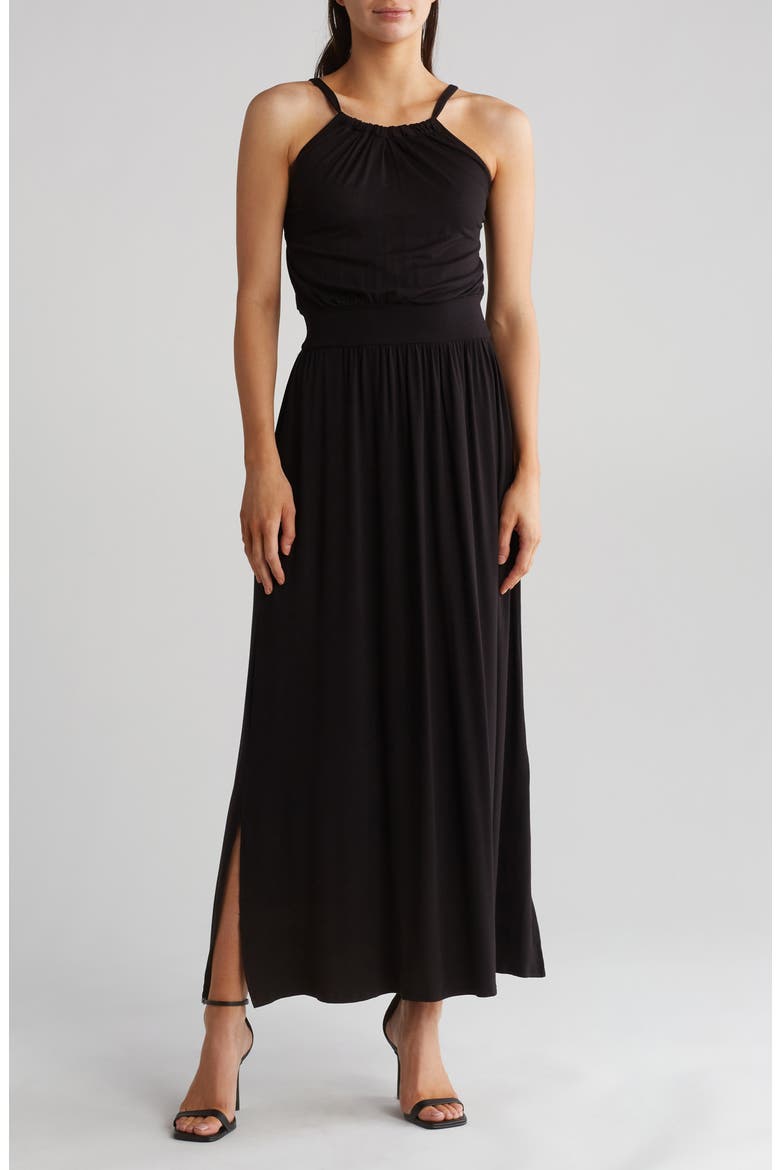 Maxi Halter Dress, Main, color, BLACK