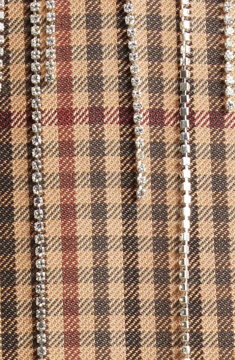 Dries Van Noten Blink Gingham Crystal Fringe Wool Blazer, Alternate, color, 