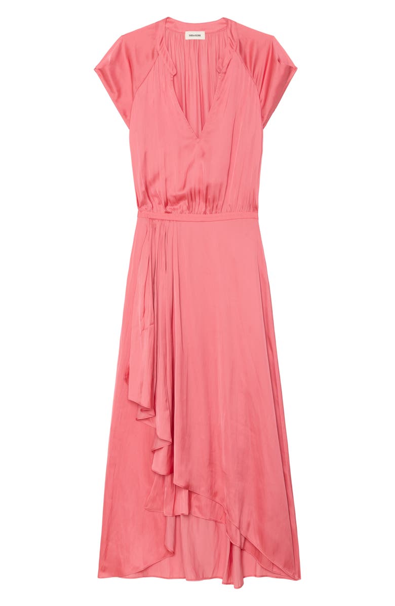 Zadig & Voltaire Randall Ruffle Satin Dress, Alternate, color, Tea Rose
