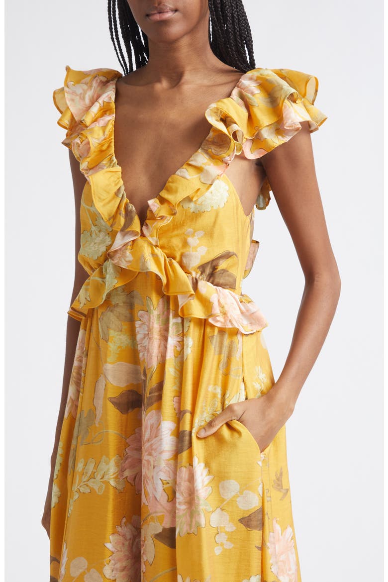 Lucy Ruffle Midi Dress, Alternate, color, YELLOW