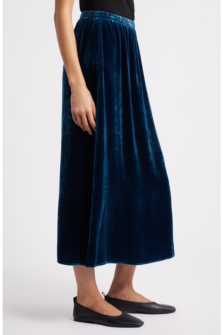 Velvet Midi A-Line Skirt, Alternate, color, ATLANTIS