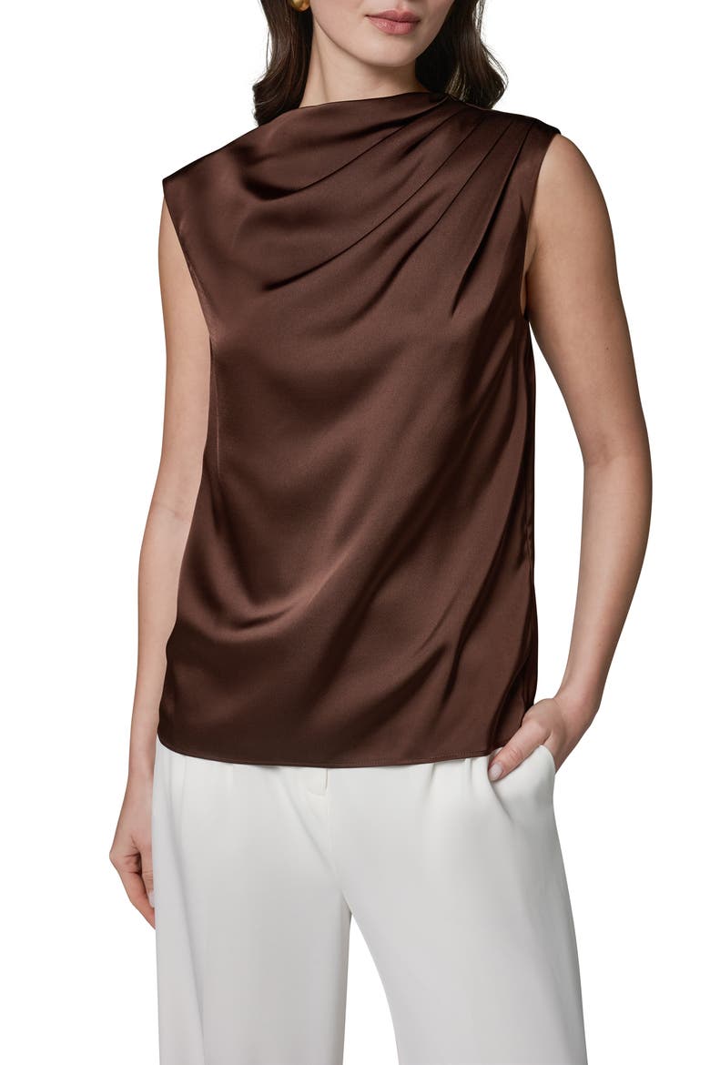 Pleated Shoulder Satin Blouse, Main, color, CANYON