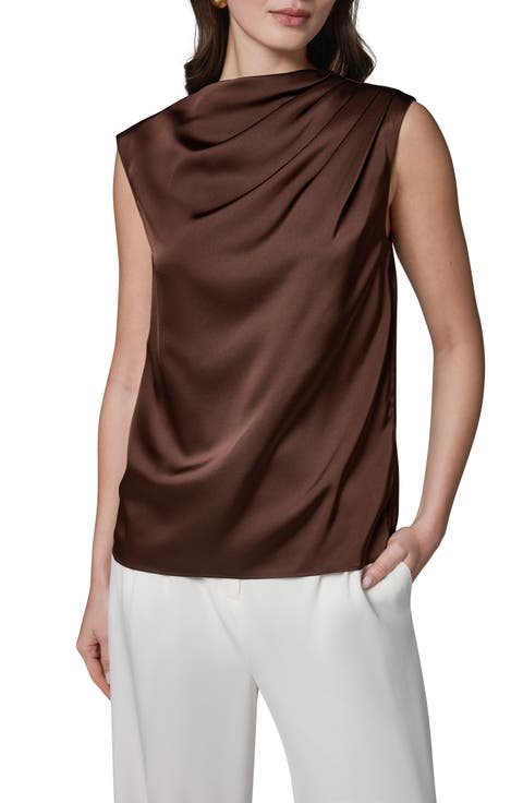 Pleated Shoulder Satin Blouse