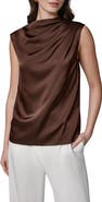 Donna Karan New York Pleated Shoulder Satin Blouse