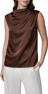 Donna Karan New York Pleated Shoulder Satin Blouse