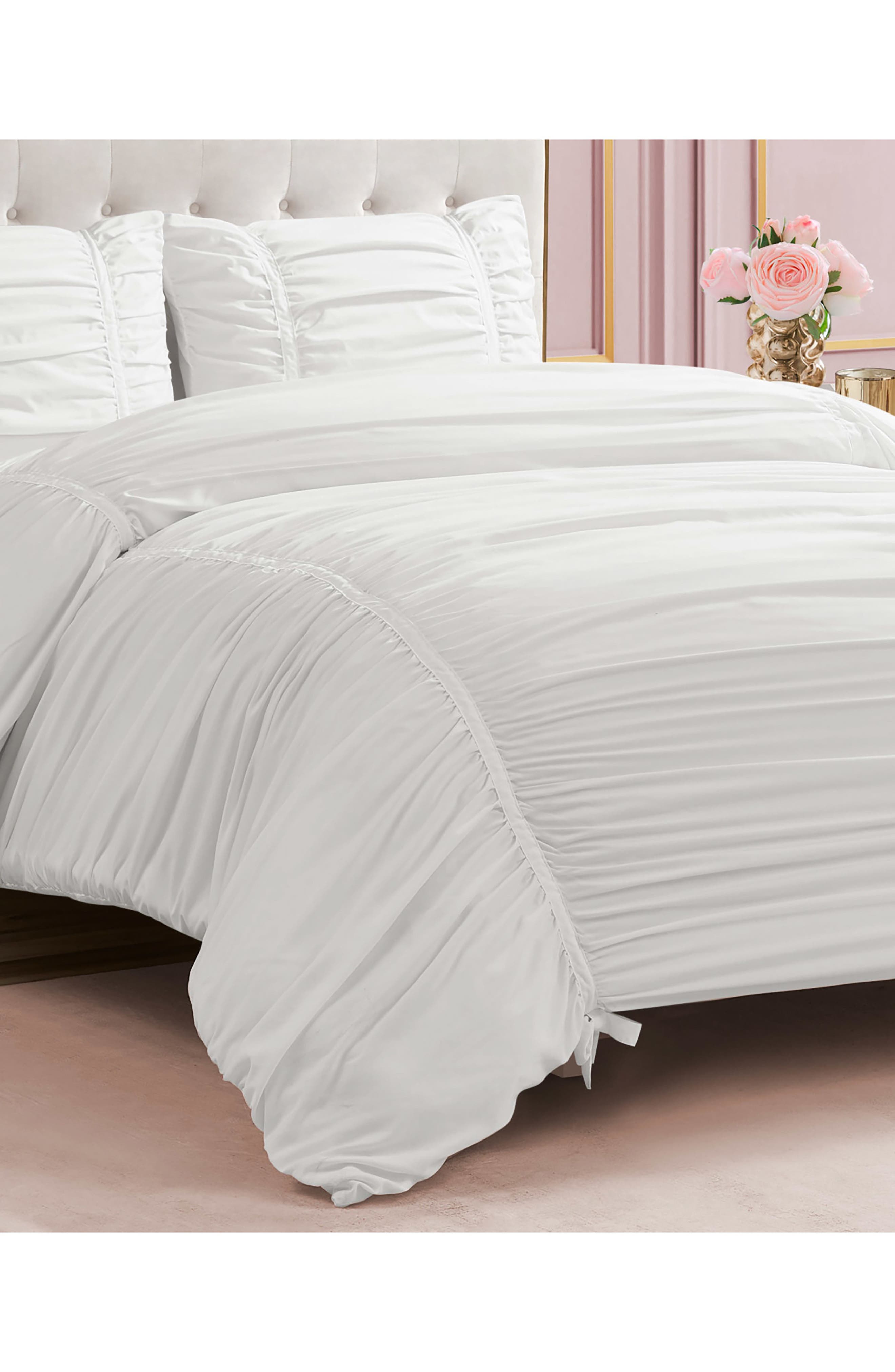 Juicy Couture Ribbon Ruched Comforter & Sham Set In White
