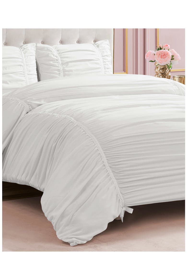 Ribbon Ruched Comforter & Sham Set, Main, color, WHITE