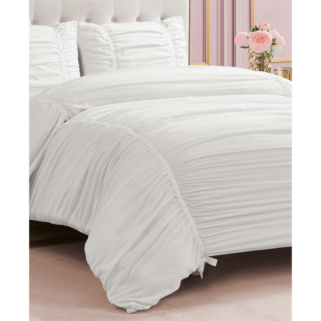 Juicy Couture Ribbon Ruched Comforter & Sham Set In White