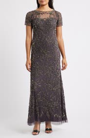 Pisarro Nights Beaded Floral Gown