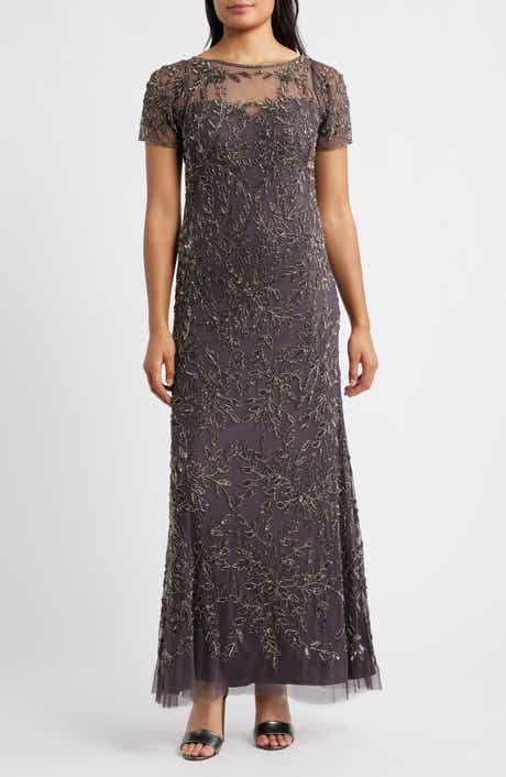 Pisarro Nights Beaded Floral Gown