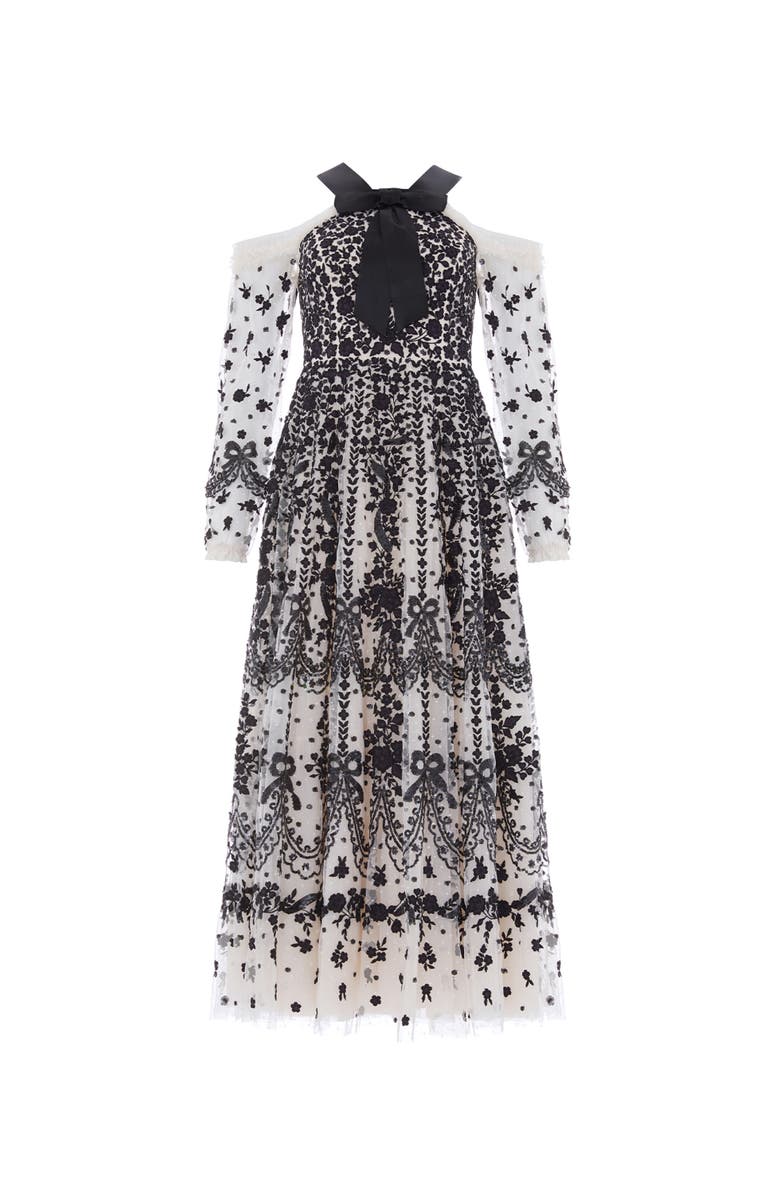 Needle & Thread Adeline Off-Shoulder Ankle Gown, Alternate, color, Cream/Graphite