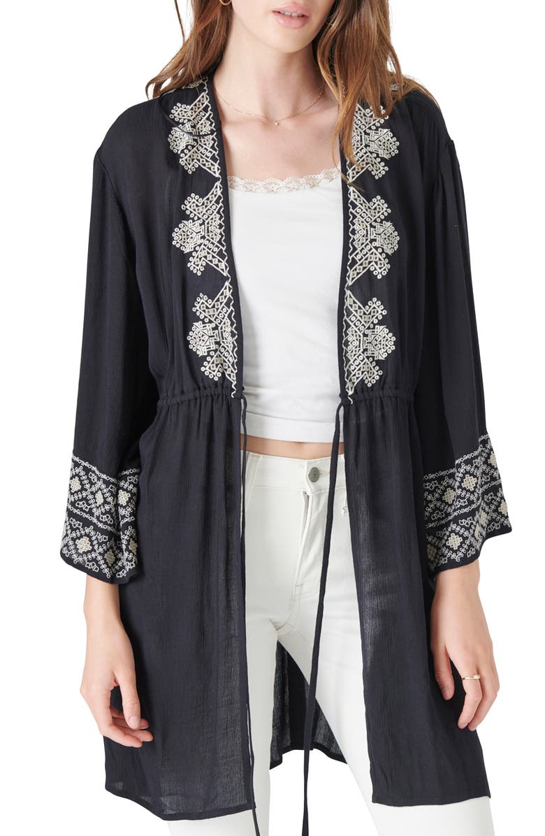 Lucky Brand Boho Embroidered Wrap, Main, color, 