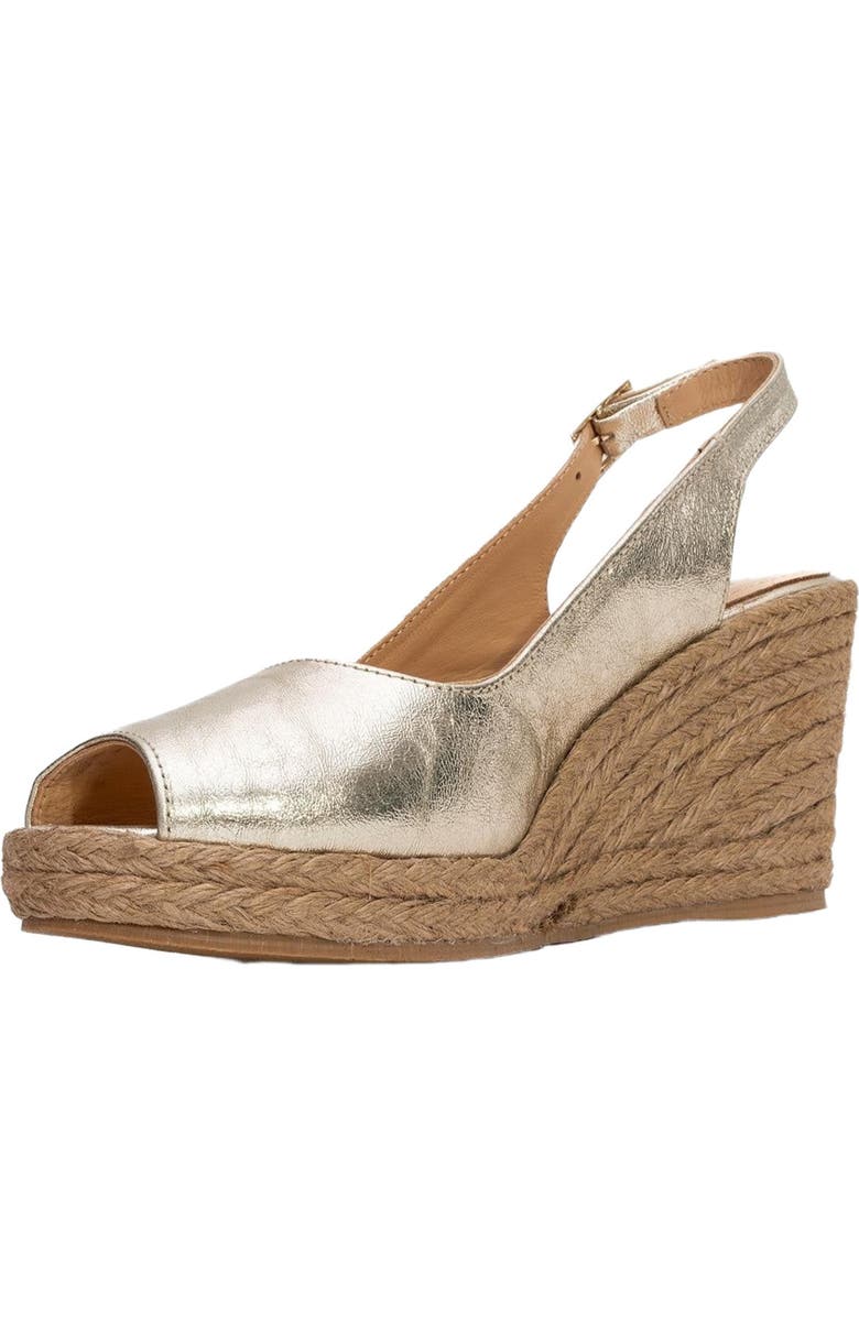 Forever & Always Shoes Ryan Suede Leather Espadrilles, Alternate, color, Gold Leather