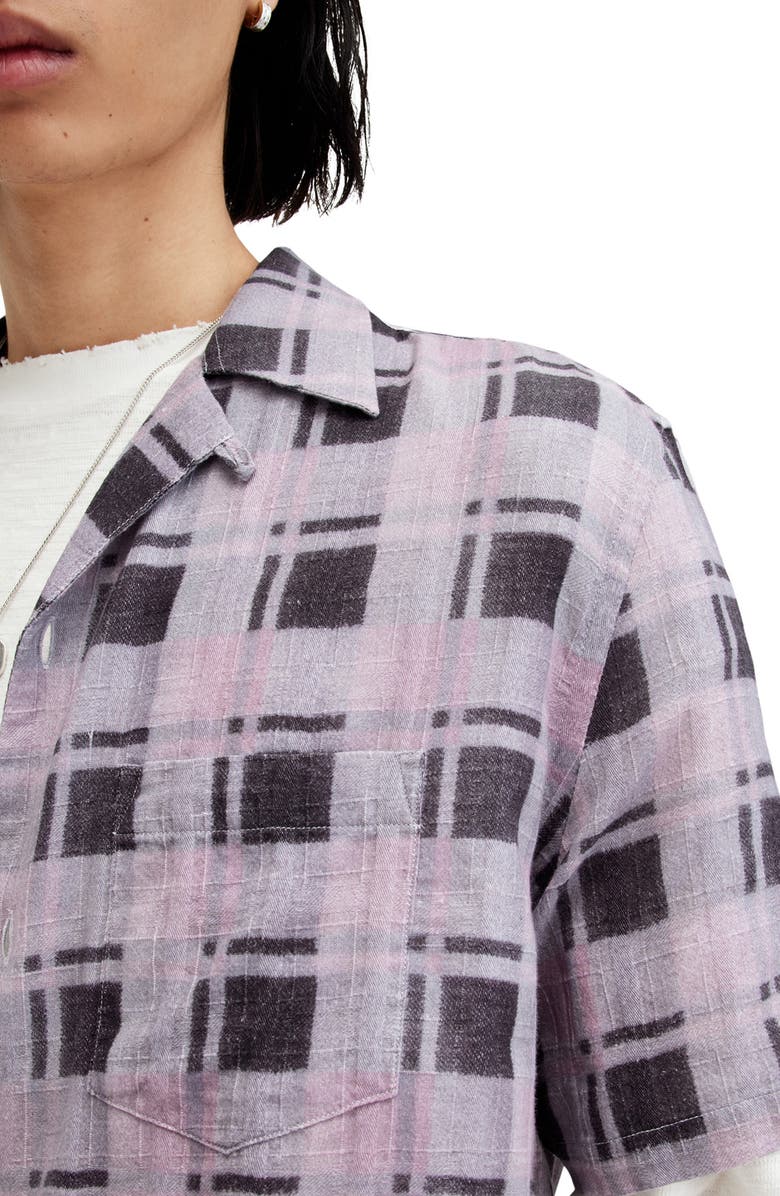 AllSaints Big Sur Check Camp Shirt, Alternate, color, Sugared Lilac