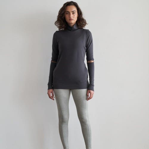 Eavolu Acadia Split-sleeve Long-sleeve Top In Slate