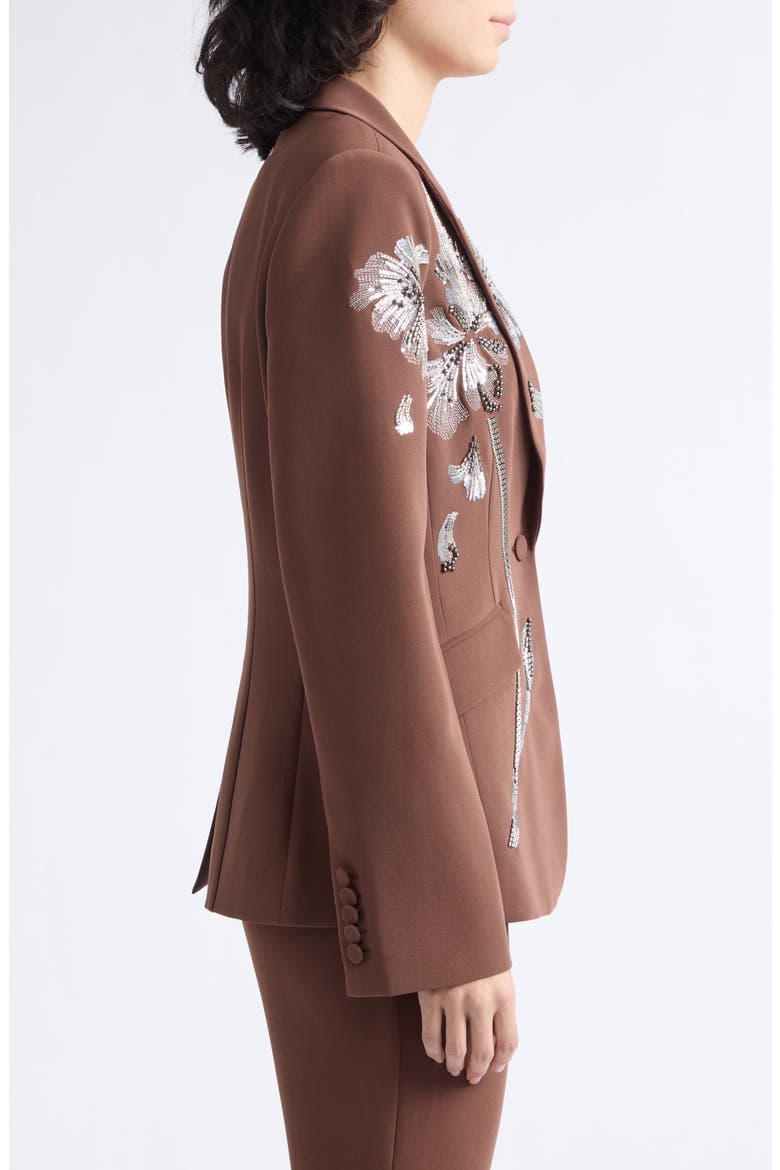 Cheyenne Gilded Peony Beaded Blazer, Alternate, color, ESPRESSO/ SILVER