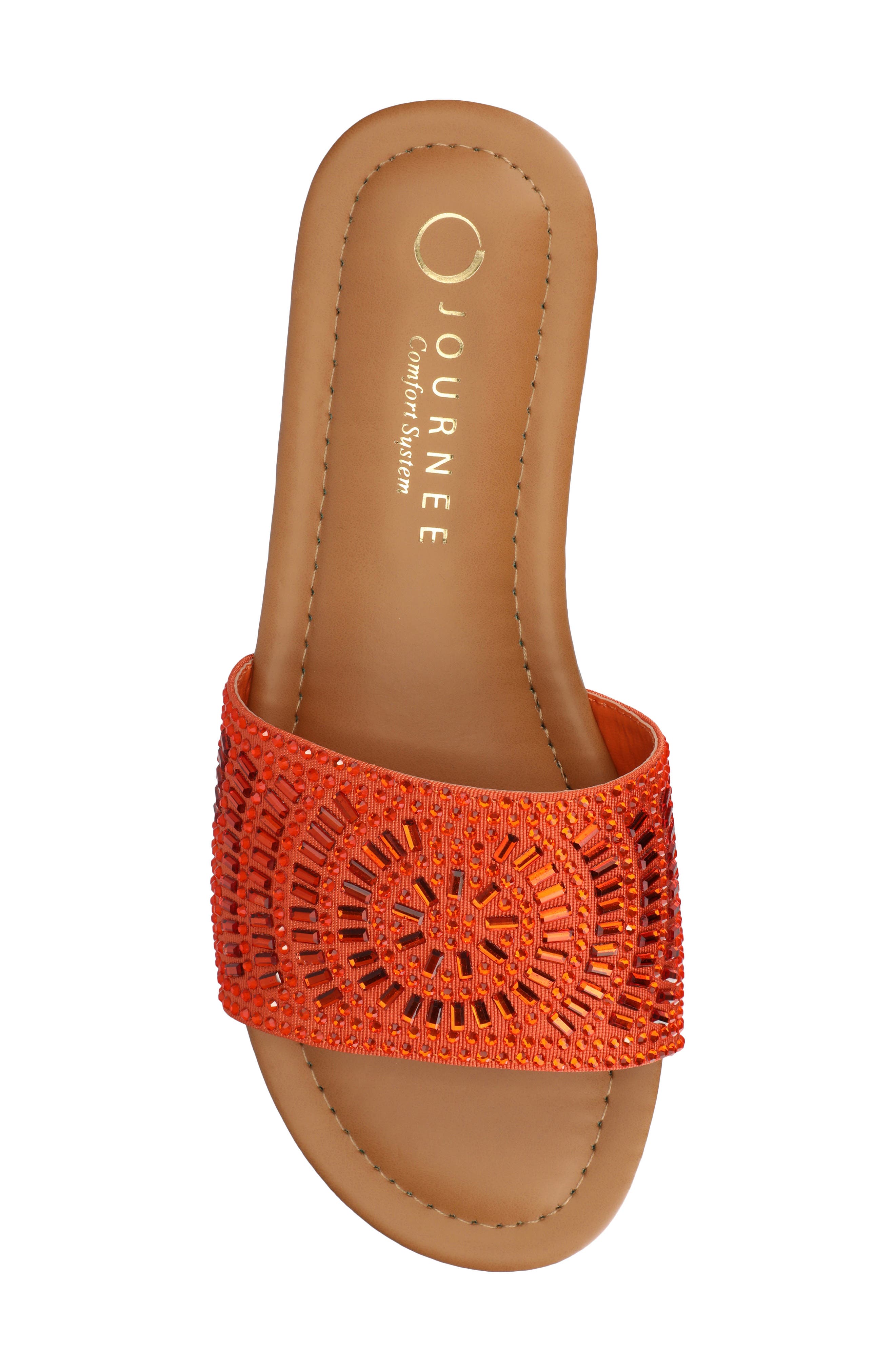 Maria Crystal Embellished Slide Sandal, Alternate, color, ORANGE
