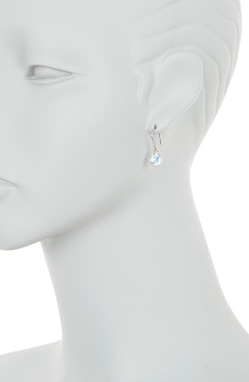 Savvy Cie Jewels Semiprecious Stone Cushion Drop Earrings In Silver/topaz