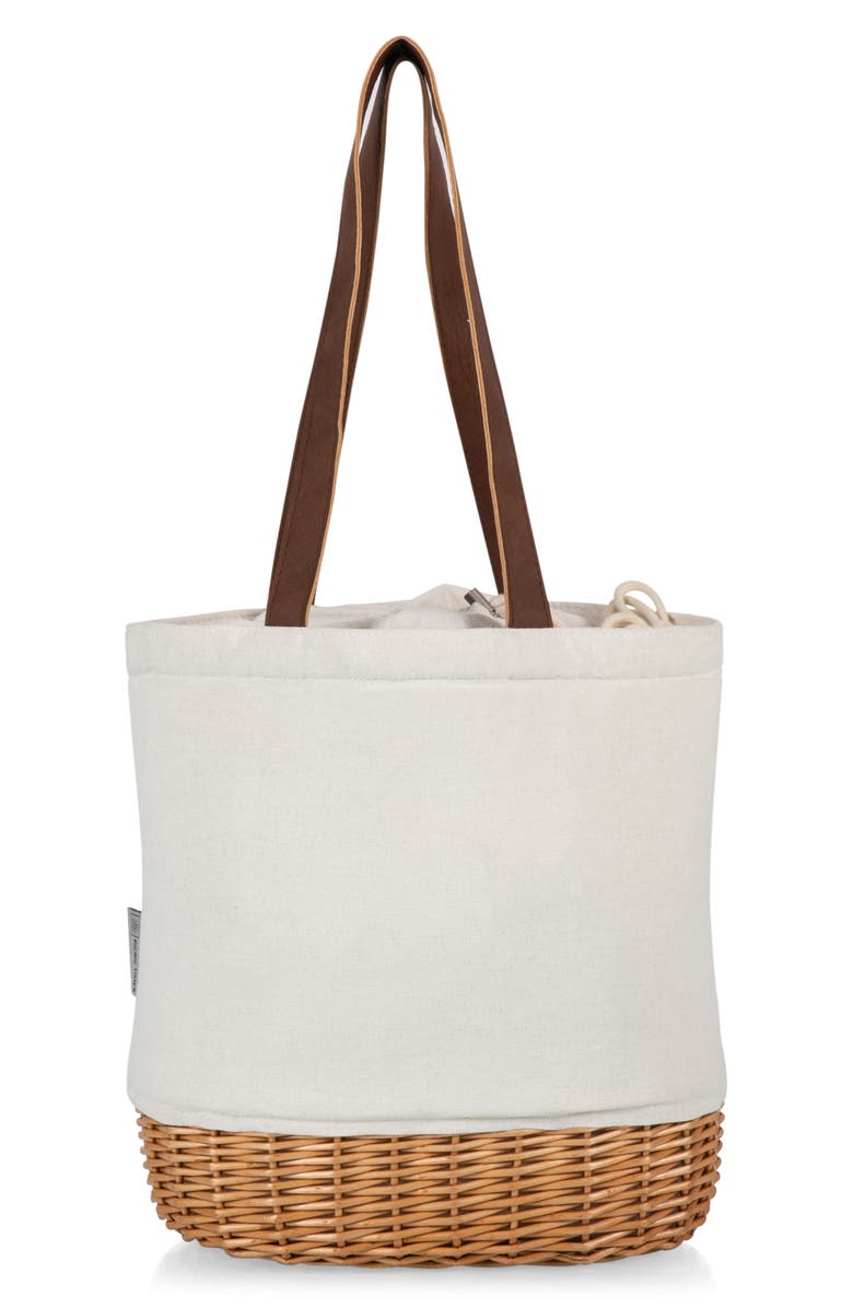 Picnic Time Pico Wicker & Canvas Insulated Lunch Tote Bag, Main, color, Beige
