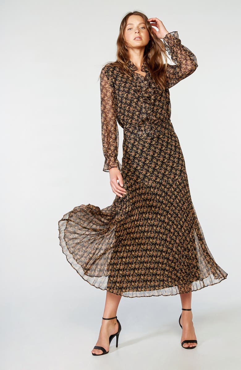 Bardot Dallas Floral Long Sleeve V Neck Dress, Alternate, color, 