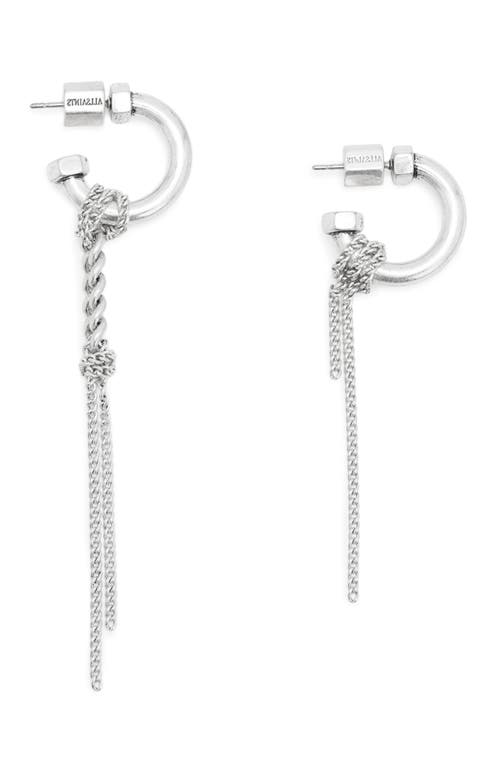 Allsaints Mismatched Chain Drop Huggie Hoop Earrings In Silver