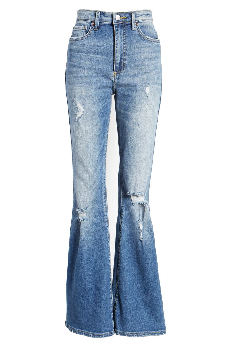 Distressed High Waist Flare Jeans, Alternate, color, GREAT PLAINS