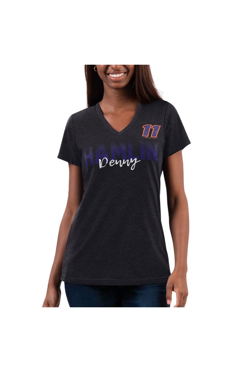 G-III 4HER BY CARL BANKS Women's G-III 4Her by Carl Banks Black Denny Hamlin Snap V-Neck T-Shirt, Main, color, 