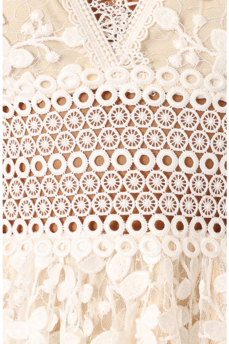 Fern Floral Appliqué Long Sleeve Minidress, Alternate, color, WHITE