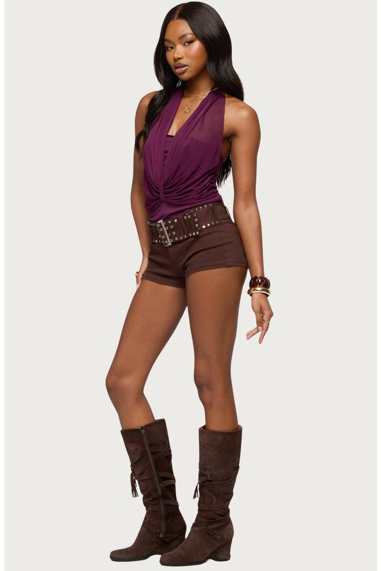 Layered Mesh Gathered Halter Top, Alternate, color, PURPLE