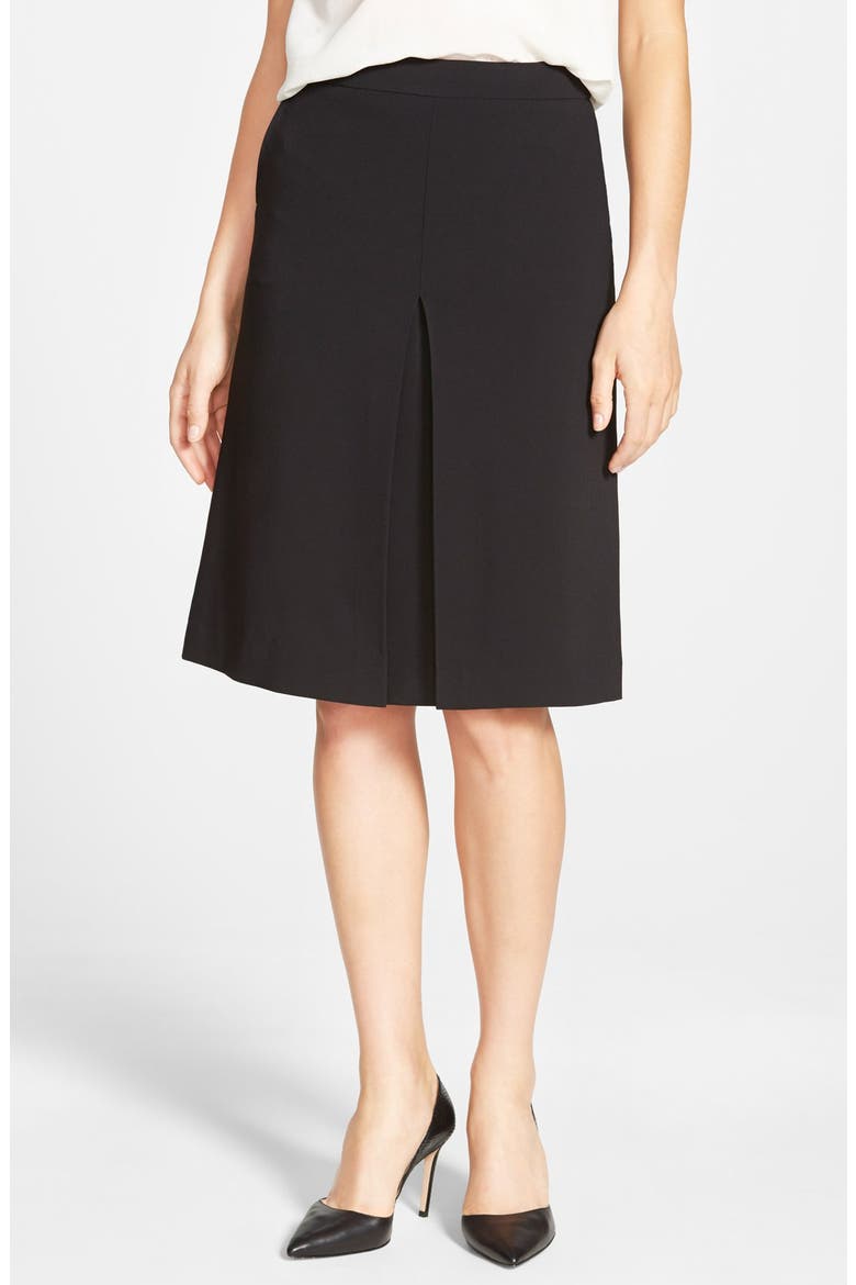 Pleat Front A-Line Skirt, Main, color, BLACK
